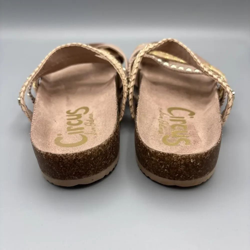 Circus Sam Edelman Oleander Shoes Size 7 Metallic Gold Pink Braided Sandals